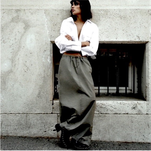 Zara Grey Cargo Maxi Skirt Sz. Large NWT - Picture 3 of 14